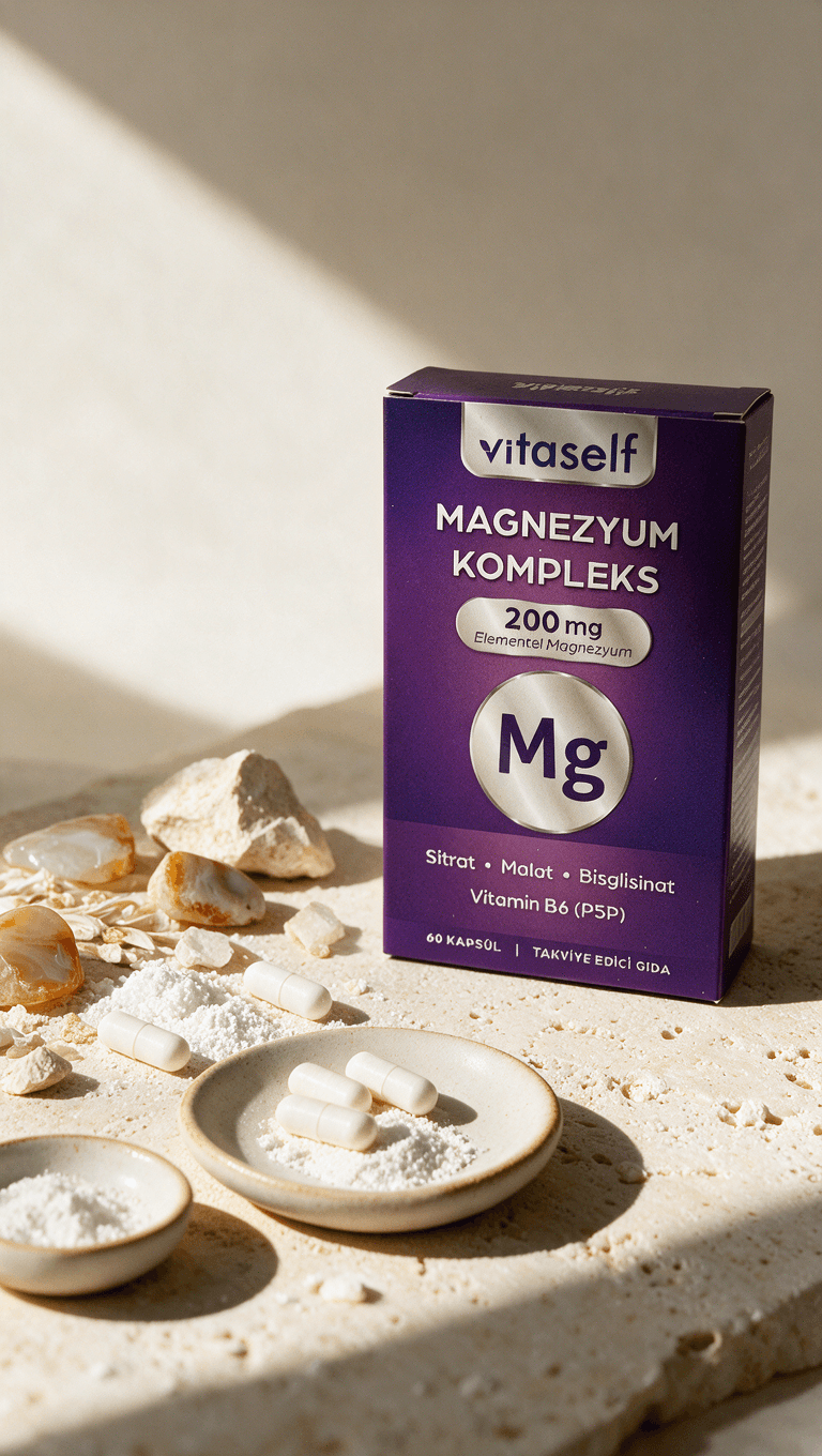 Vitaself Magnezyum Kompleks kutusu — 200 mg elemental magnezyum