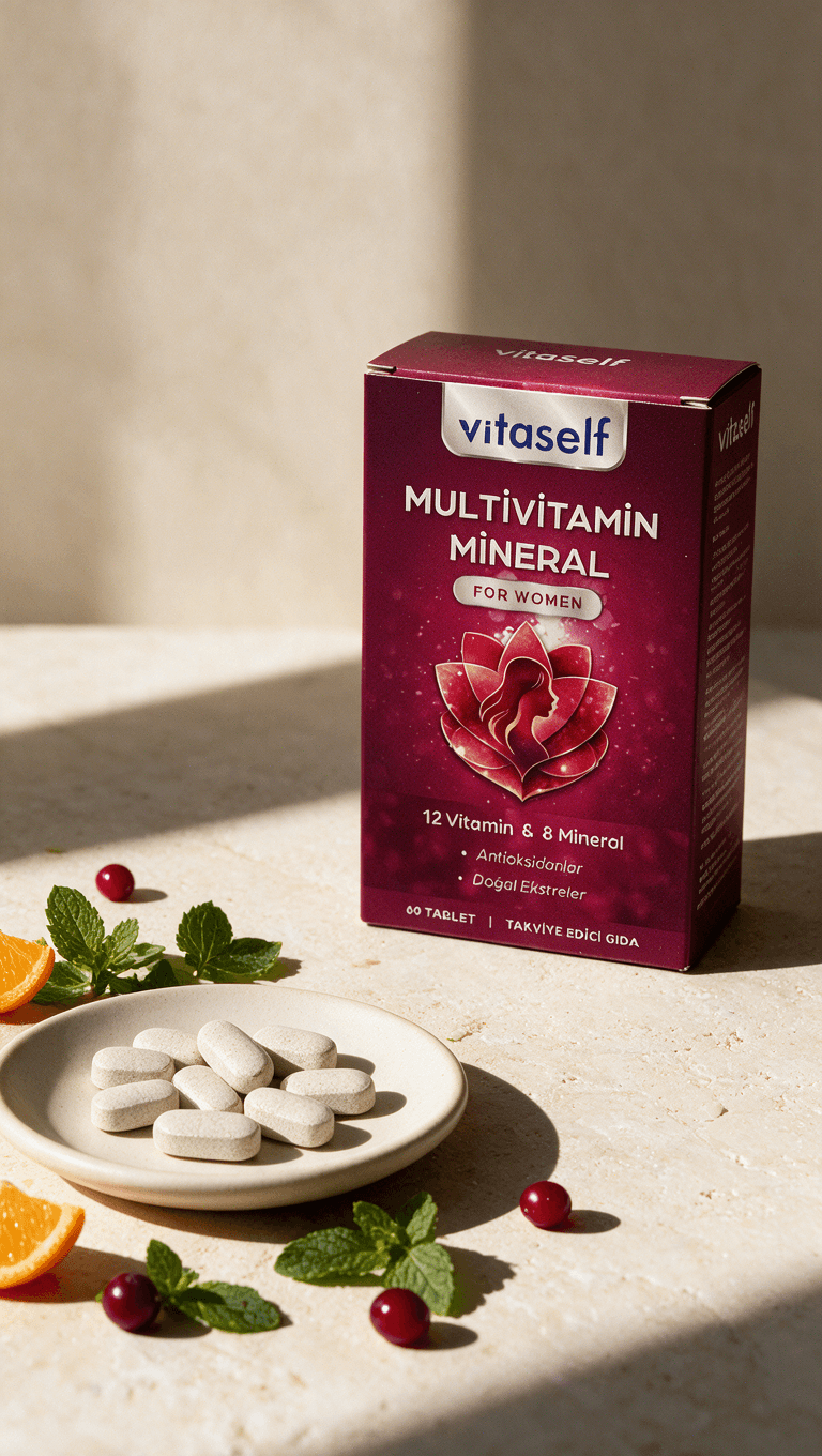 Vitaself Multivitamin Mineral for Women kutusu — 12 Vitamin & 8 Mineral